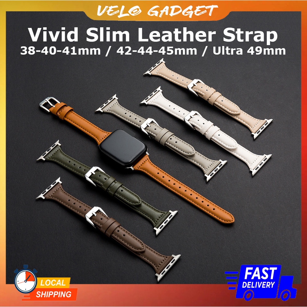 [Malaysia Stock] Vivid Slim Leather Strap For iWatch 384041mm / 4244