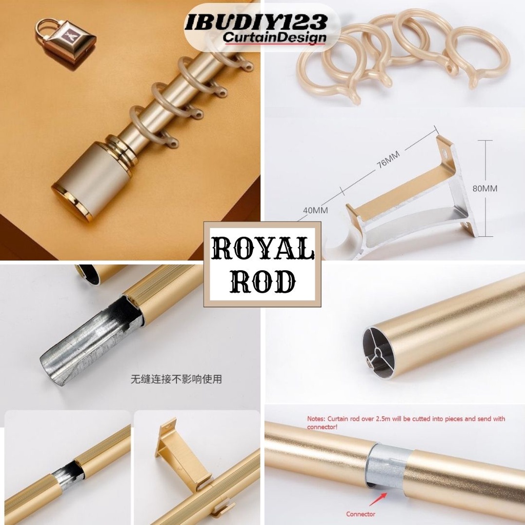 [FULL SET | SINGLE ROD] Rod Window Curtain With End Cap Finial Set For ...