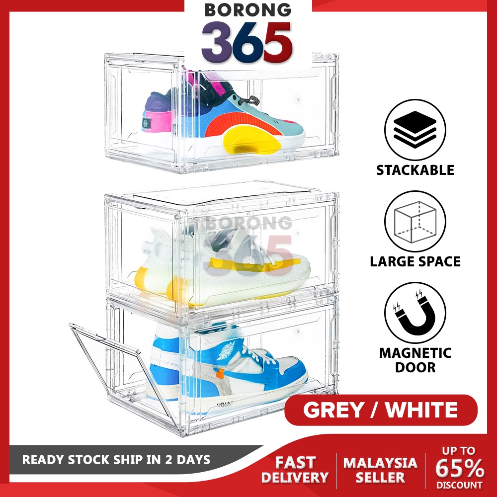 [1PC] Borong365 Acrylic Shoe Storage Box Stackable Shoe Box Kotak Kasut
