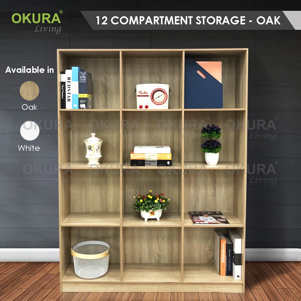 OKURA 12 Compartments Multipurpose Storage Book Shelf File