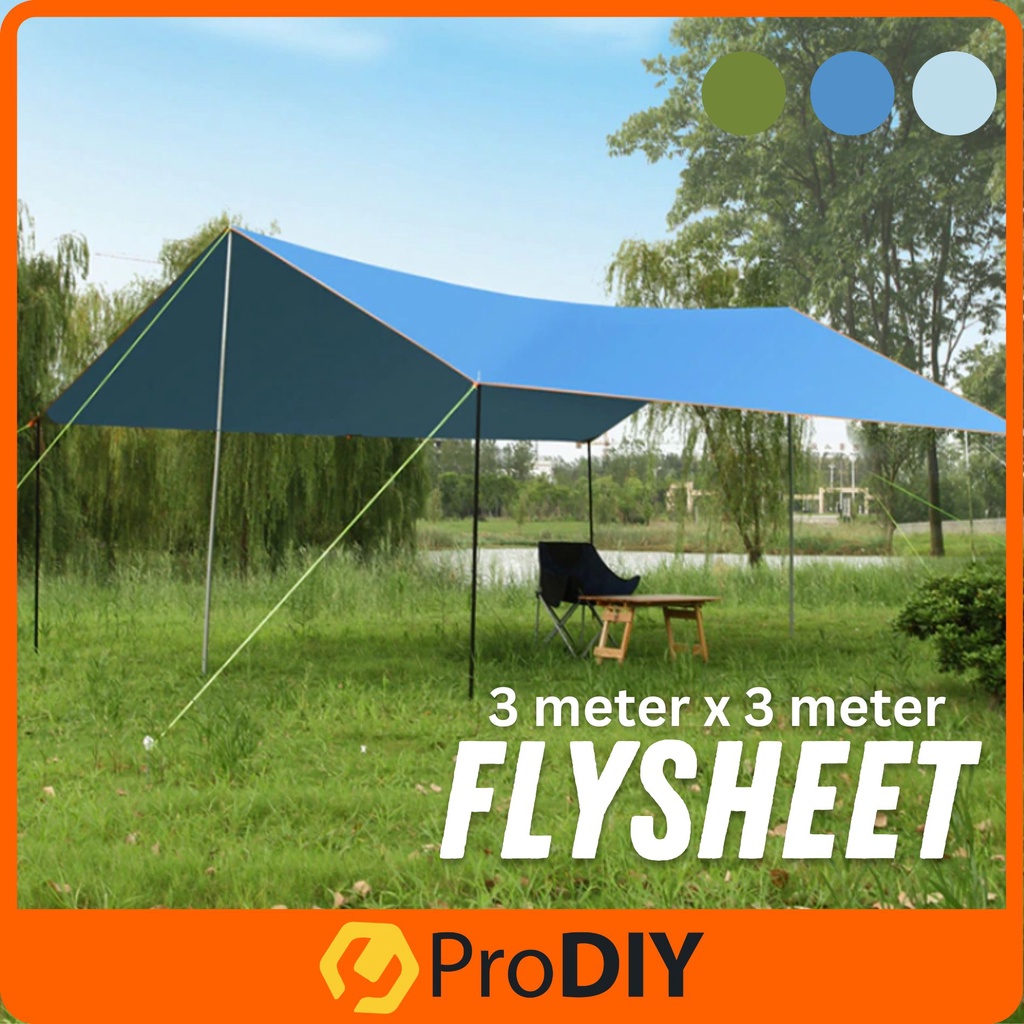 3M x 3M CAMPING TENT SET AWNING SUNSHADE CANOPY FLOOR MAT TENT UV ...