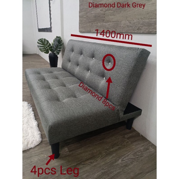 VC 168CM/140CM/115CM DIAMOND DURABLE FOLDABLE SOFA BED 2 IN 1 VELVET/FABRIC SOFA LIVING ROOM 2/3
