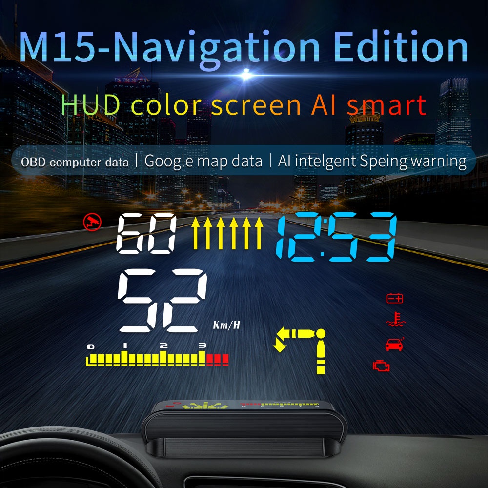 Newest M15 Head Up Display OBD2 with GPS Dual Mode Projector HUD ...