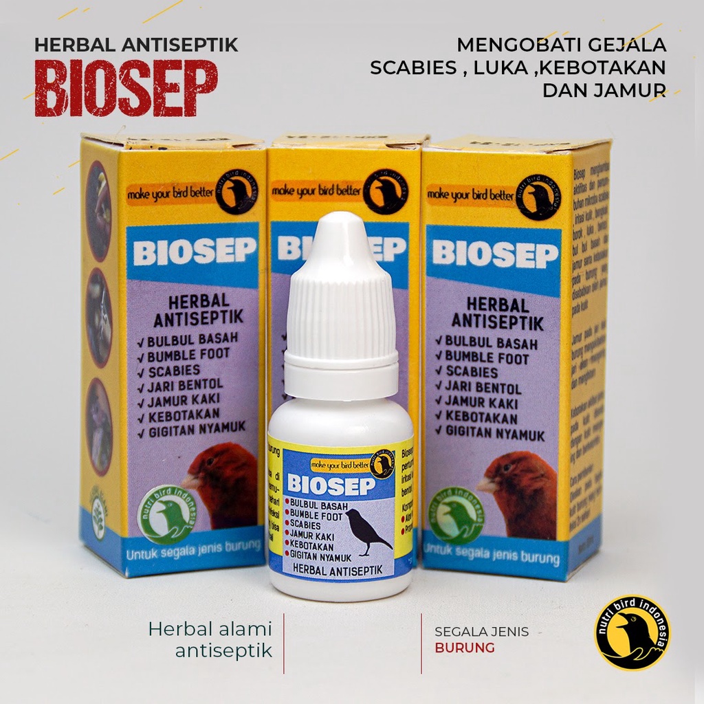 Biosep Bird Herbal Medicine ANTI Bald, ANTI Fungus, ANTI Germ, SCABIES, Swelling, Wound Feet