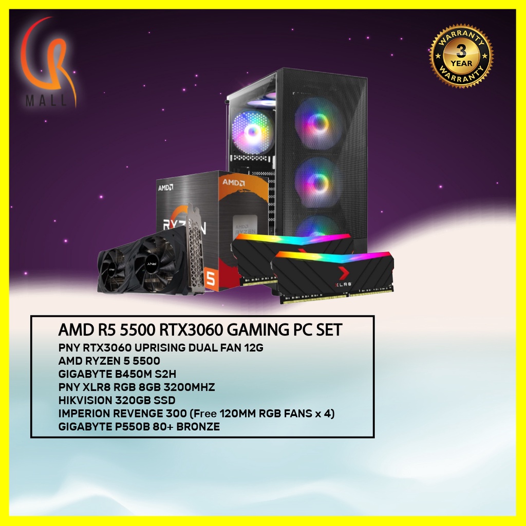 AMD R5 5500 RTX3060 GAMING PC SET | Shopee Malaysia