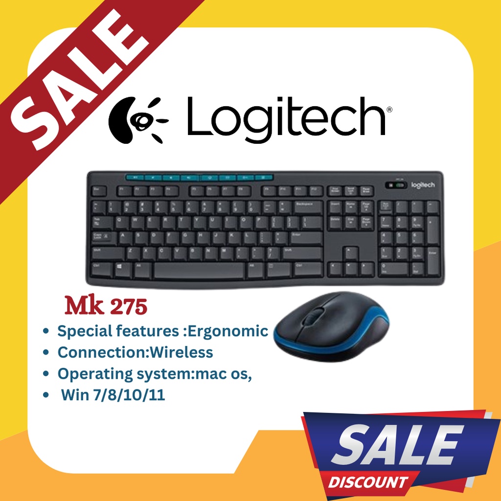 Logitech MK275 Wireless Keyboard and Mouse Combo, 2.4 GHz Wireless