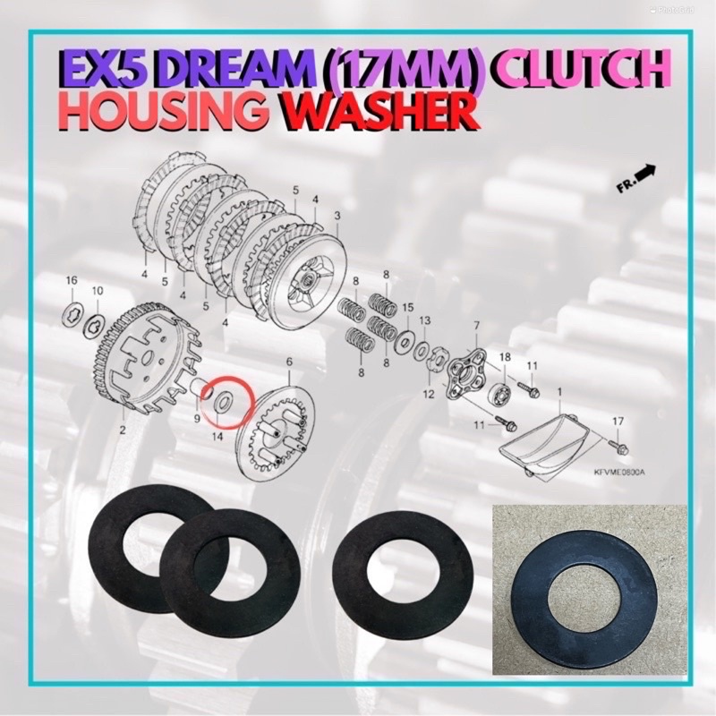 HONDA EX5 DREAM WAVE 100 CLUTCH PRIMARY DRIVEN HOUSING WASHER THRUST