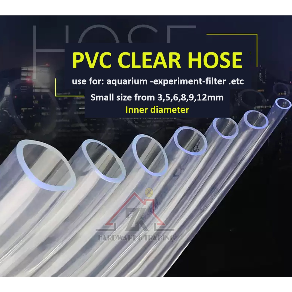 [INNER DIATEMER] PVC Clear Hose Pipe Kecil Transparent Water Tube Oil