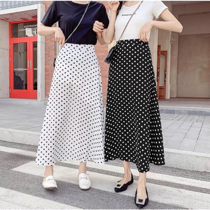 Polka Dot Pleated Skirt With Polka Dots | Korean Polkadot Skirt Casual ...