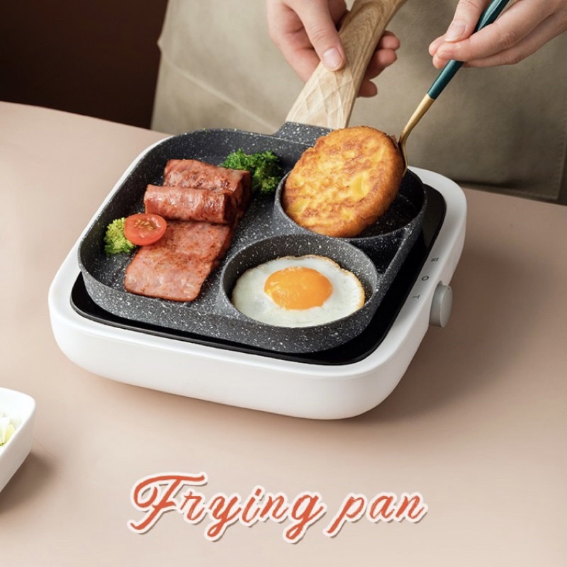 Fried Egg Burger Machine Non Stick Flat Bottom Frying Pan 4 Four Hole Breakfast Machine Fried