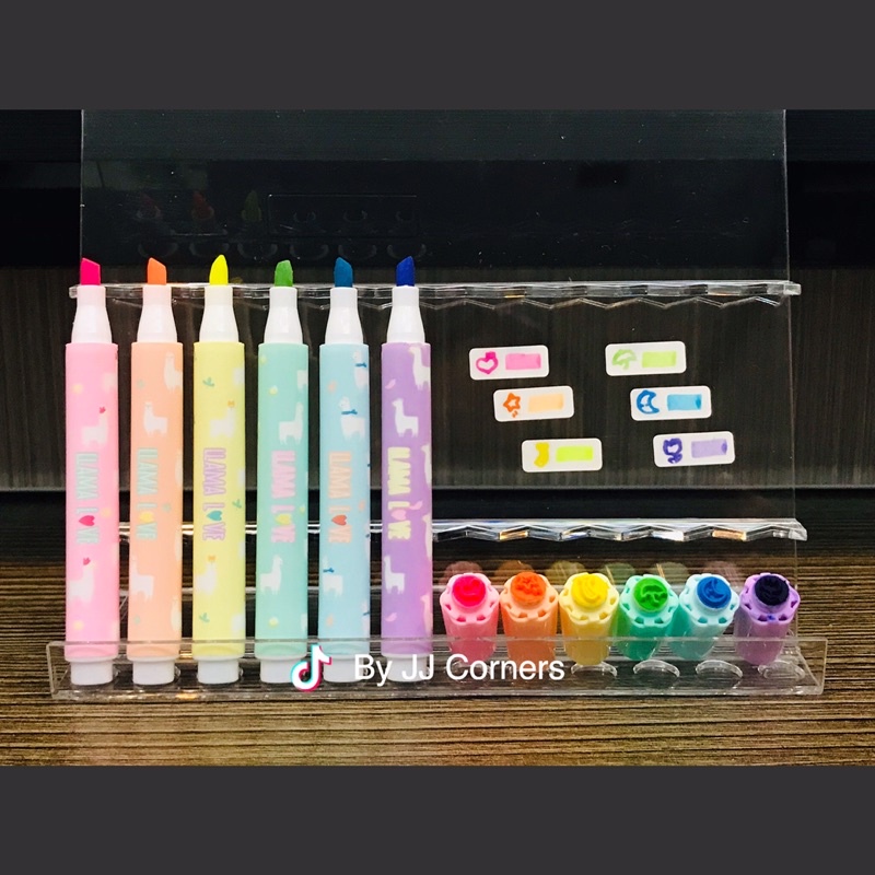 Stationery Rainbow Stamp Highlighter Pens / Creative Markers Shopee