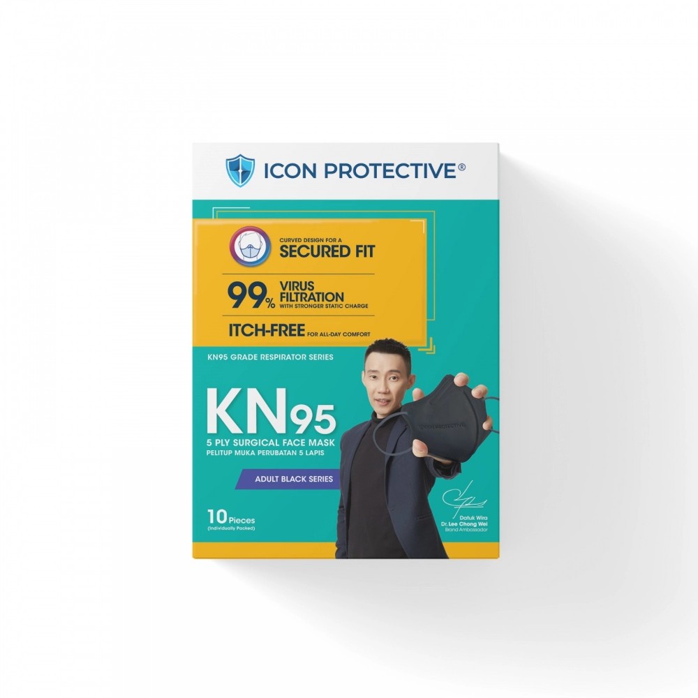 Icon Protective - 3D KN95 - Monochrome Series - Cool Black - 10 pcs ...