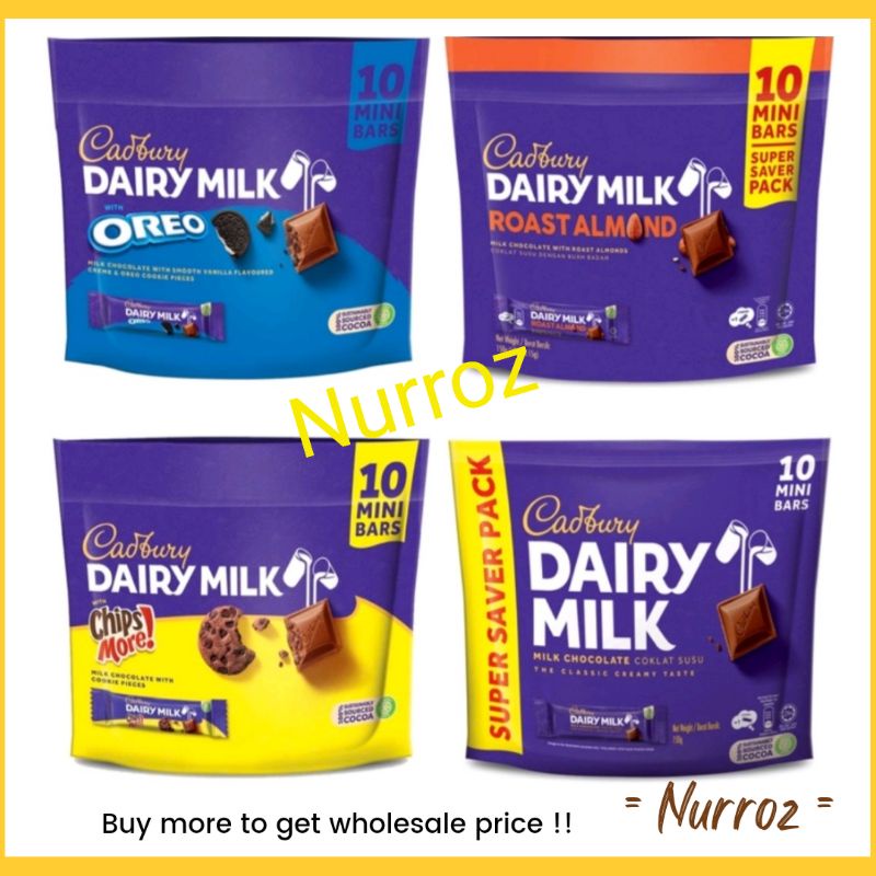 𝘾𝙖𝙙𝙗𝙪𝙧𝙮 𝘿𝙖𝙞𝙧𝙮 𝙈𝙞𝙡𝙠 𝙈𝙞𝙣𝙞 𝘽𝙖𝙧𝙨 𝟏𝟓𝐠 💥 Assorted Flavours ORIGINAL / ALMOND / CHIPSMORE / OREO