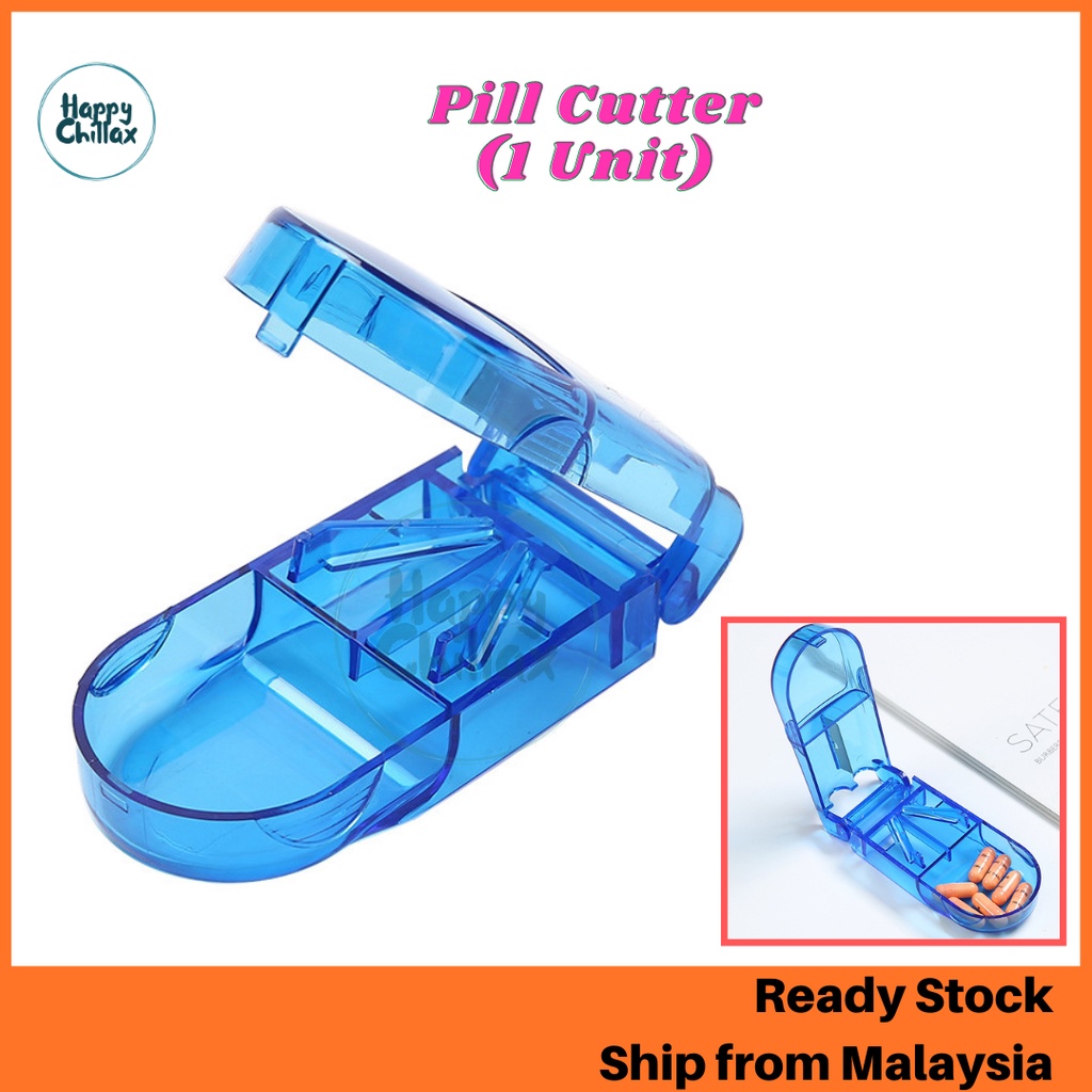 Medicine Pill Cutter Box Portable Pills Storage Bekas Pemotong Ubat (1 ...