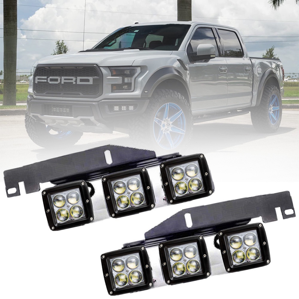 20W 4D Headlight Front Bumper LED Fog Lights with Mounting Brackets Set ...