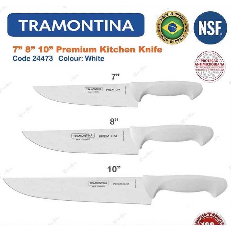 Tramontina Premium Kitchen Knife With Stainless Steel Blade And White 8  Polypropylene Handle 24473188