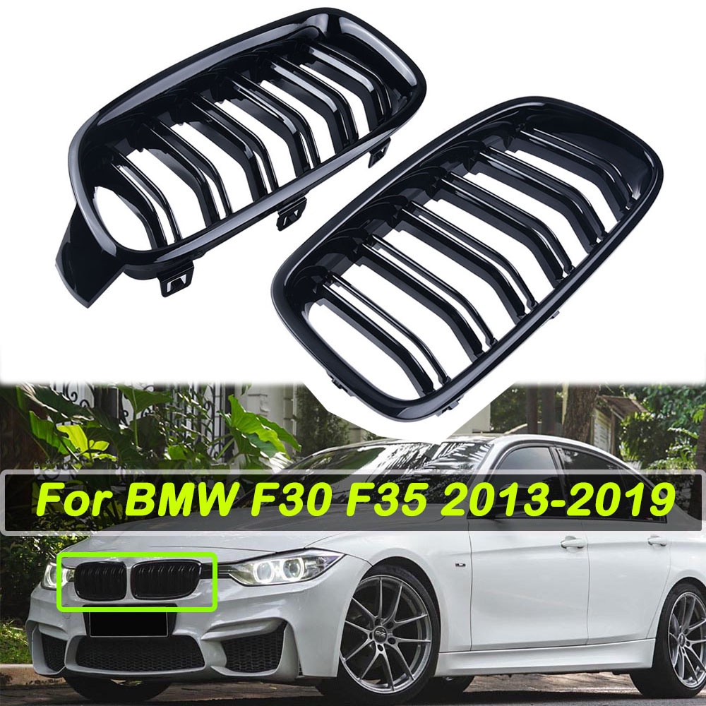 Car Front Grille Grill Glossy Black Double Slat Kidney Grille For BMW 3 Series F30 F35 2013 2014