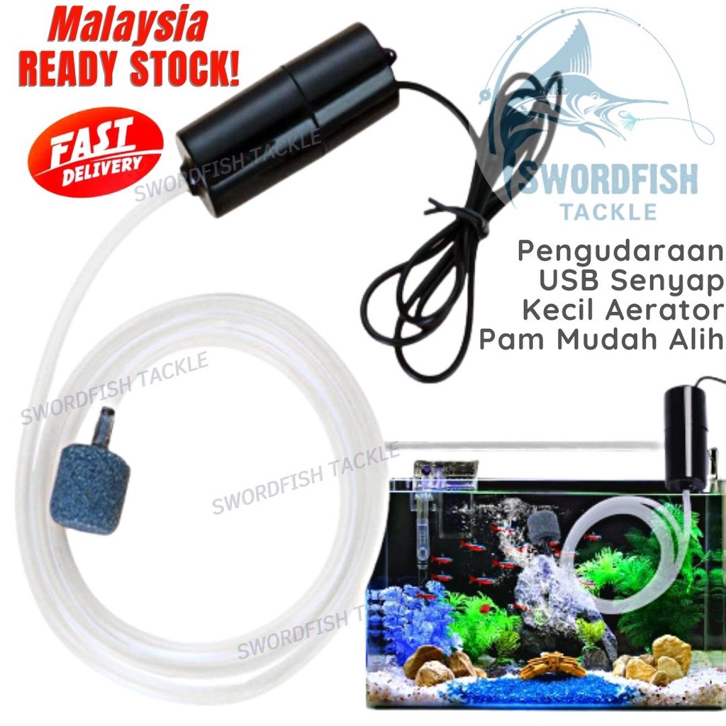 Portable Mudah-alih Mini USB Aquarium Fish Tank Oxygen Air Pump Super ...