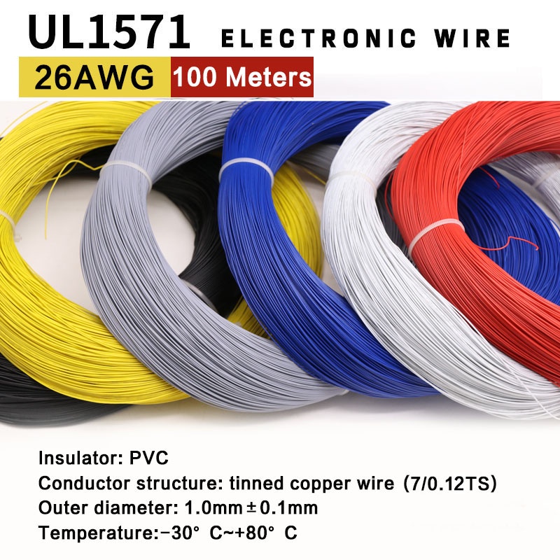 Ul1571 Electronic Wire 26AWG (100m) Outer Diameter 1mm Thin Wire Tinned ...