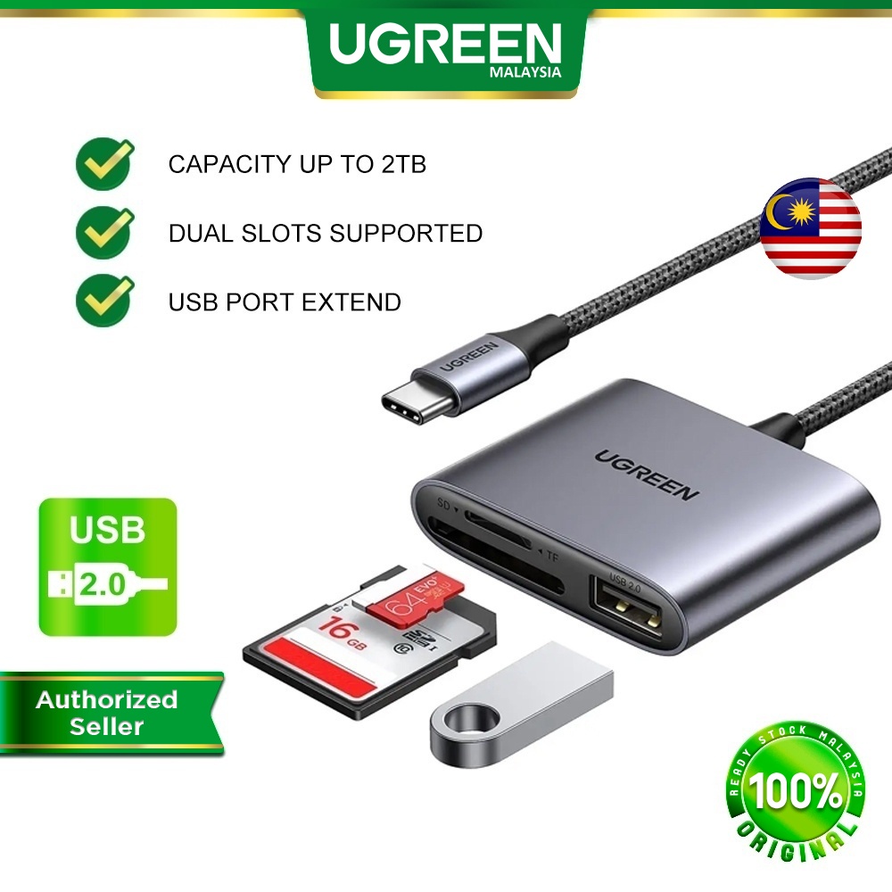 UGREEN USB C SD Card Reader 3 in 1 USB C Card Reader Adapter Type C