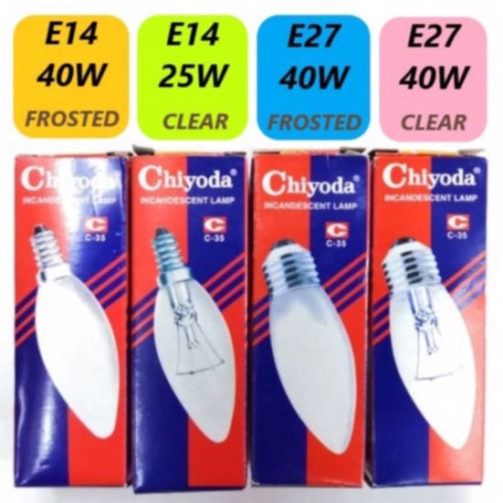 💡READY STOCK💡 CHIYODA Incandescent Lamp Bulb Candle Bulb C35 E27 E14
