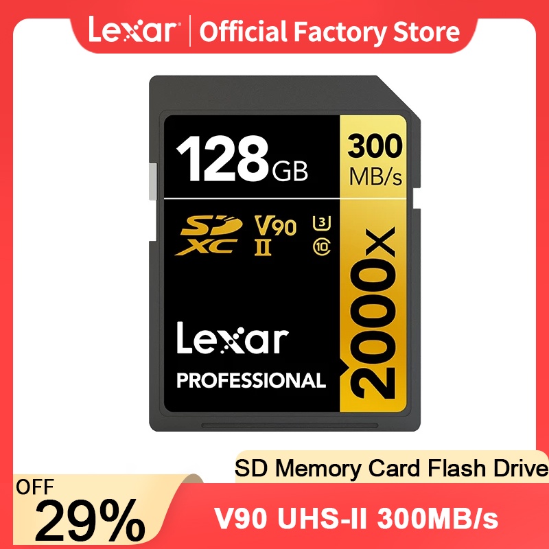 Lexar SD Card Gold Series 2000X V90 Class 10 U3 UHSII 32GB 128GB 64GB