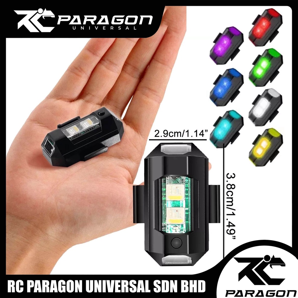 RC LED Light 7 Colours Mini Signal Built In Battery 12 Modes Strobe for ...