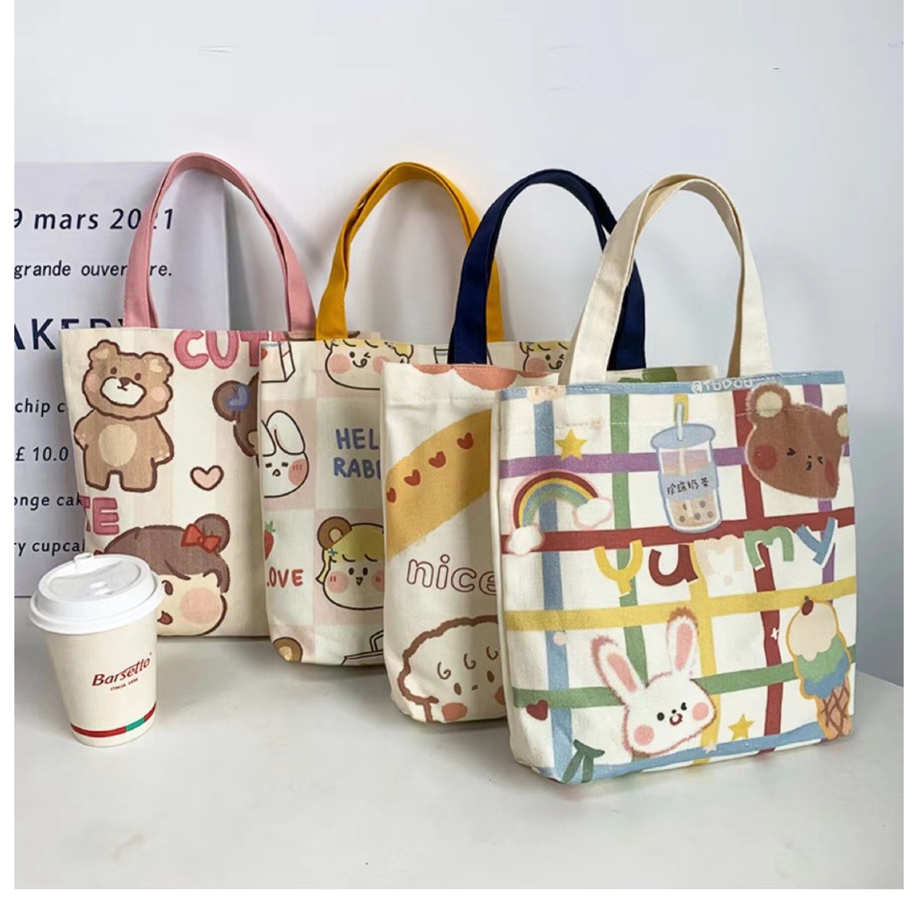 Cute Korean Style Handbag Mini Lunch Bag Soft Canvas Bag Shopee Malaysia