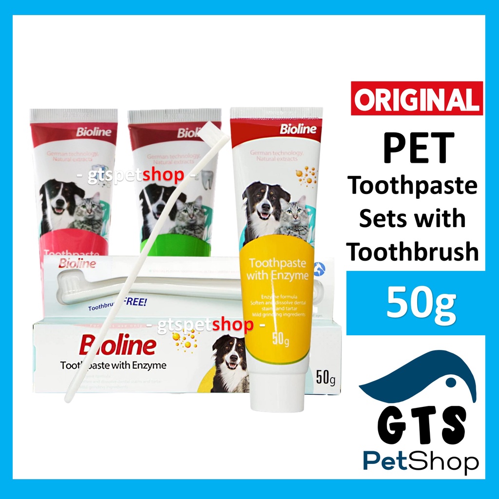 Bioline Pet Toothpaste Set for Cats & Dogs (50g) with Probiotics