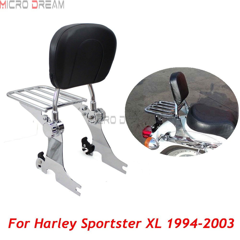 Motorcycles Adjustable Detachable Backrest Sissy Bar w/ Luggage Rack ...
