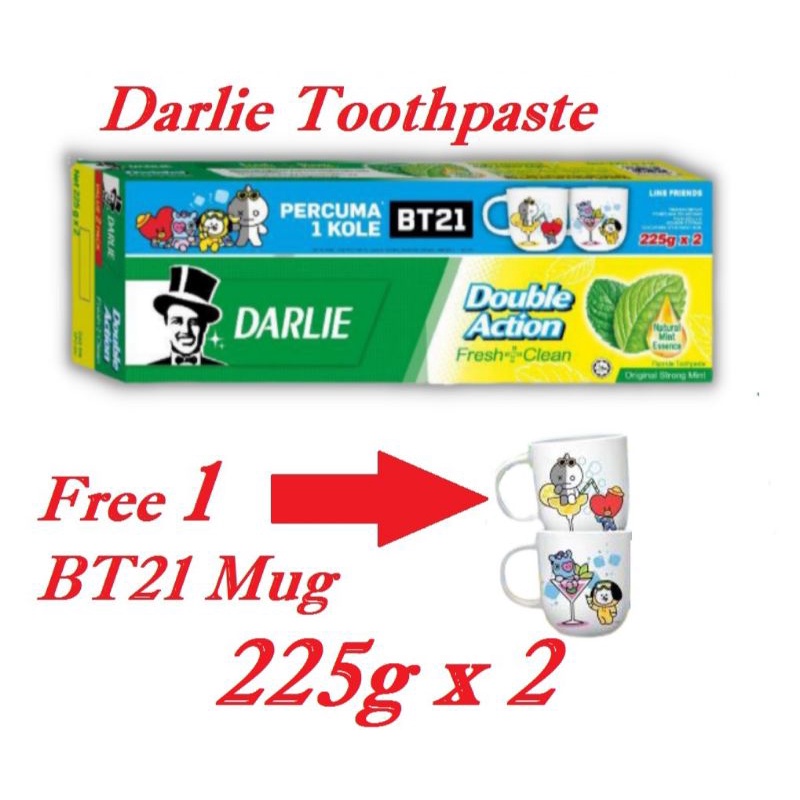 Darlie Toothpaste Double Action 225gx2 free mug | Shopee Malaysia