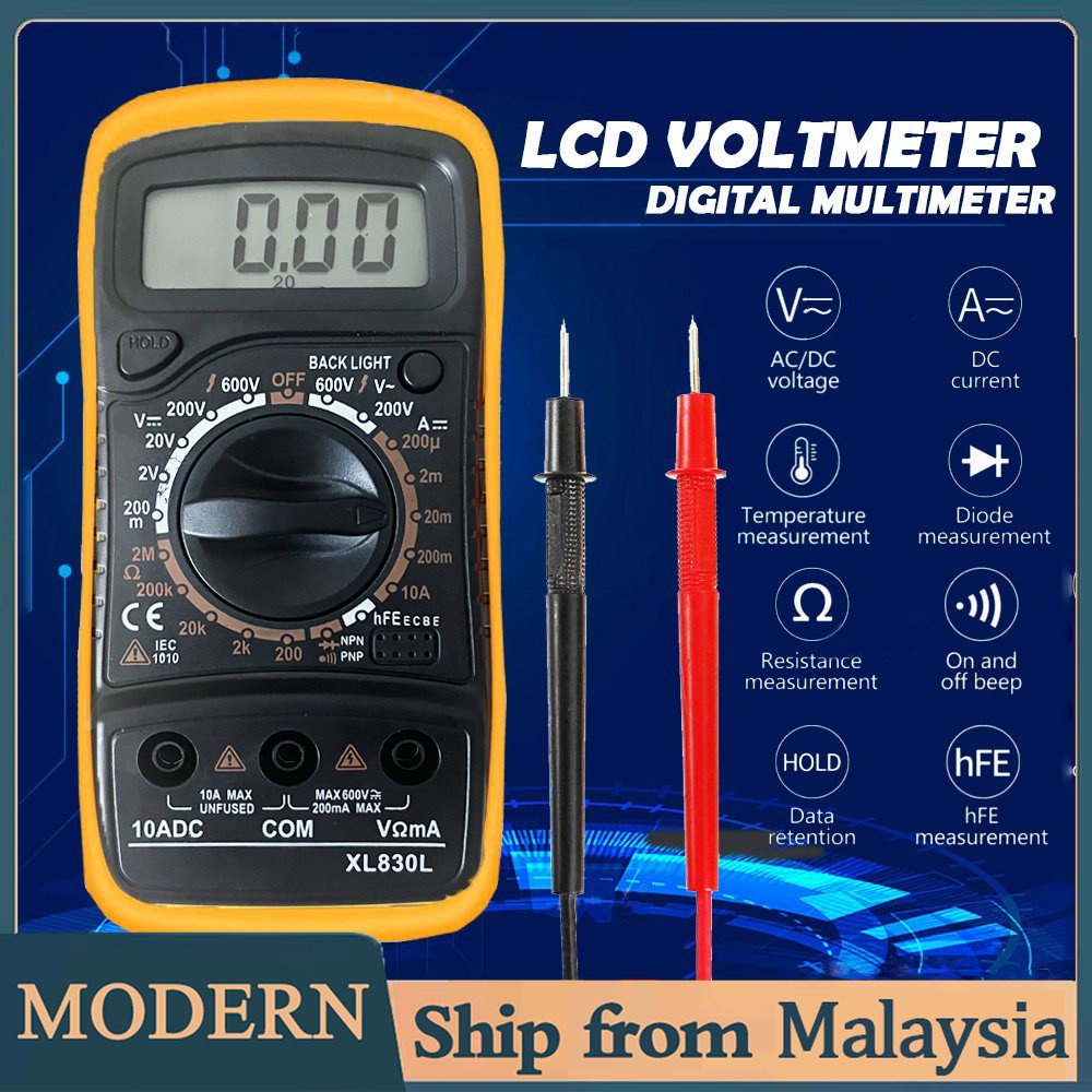 XL830L NEW Digital Multimeter LCD Volt Meter Ammeter Voltmeter Amps