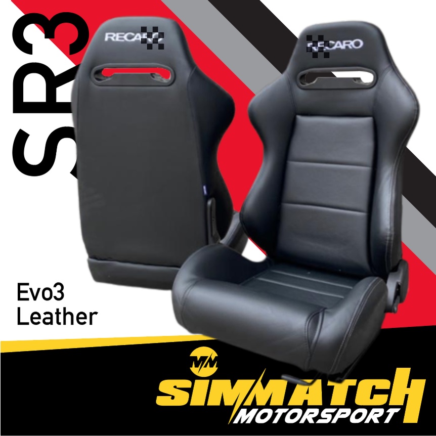 Recaro SR3 EVO3 Evolution Bucket Racing Seat Wira Evo Lancer Sport Seat Leather Seat XL Size 1Pair Sepasang