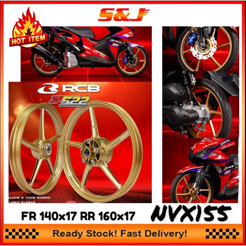 RCB NVX155 NVX SP522 SPORT RIM SET GOLD / BLACK | Shopee Malaysia