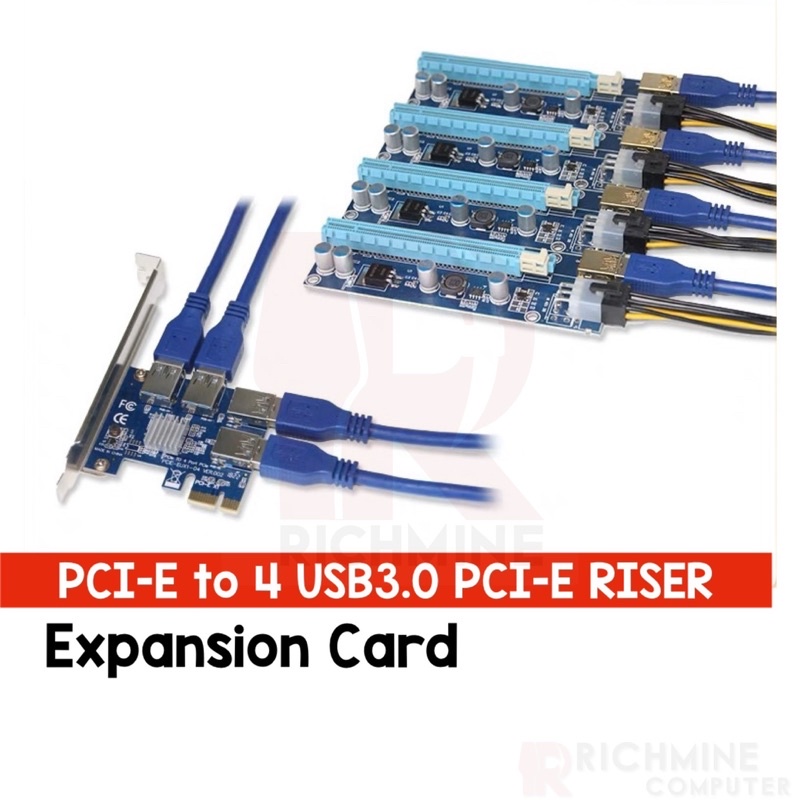 {ReadyStock} PCI-E 1 to 4 USB interface GPU Mining Special Riser ...