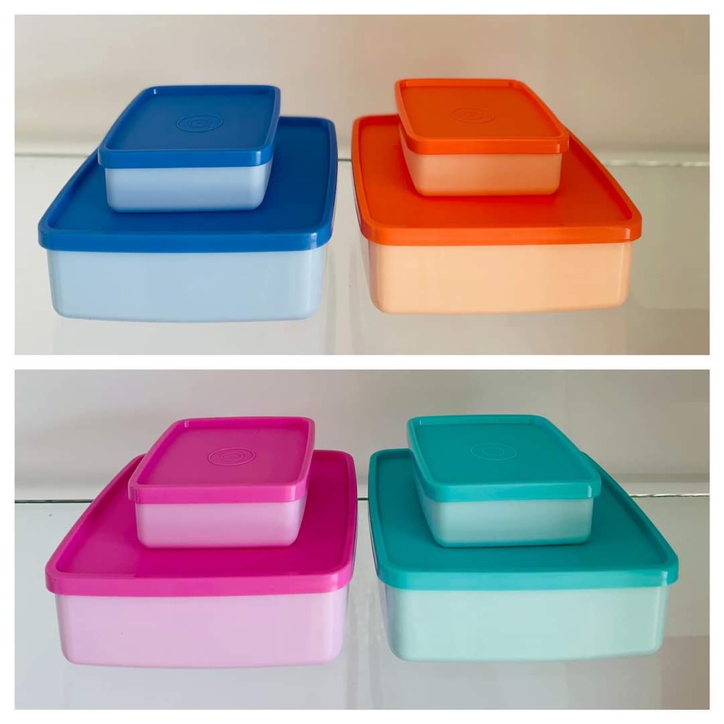 10 colour: TUPPERWARE KID LUNCH BOX 620ml Large Square Away bekas makan