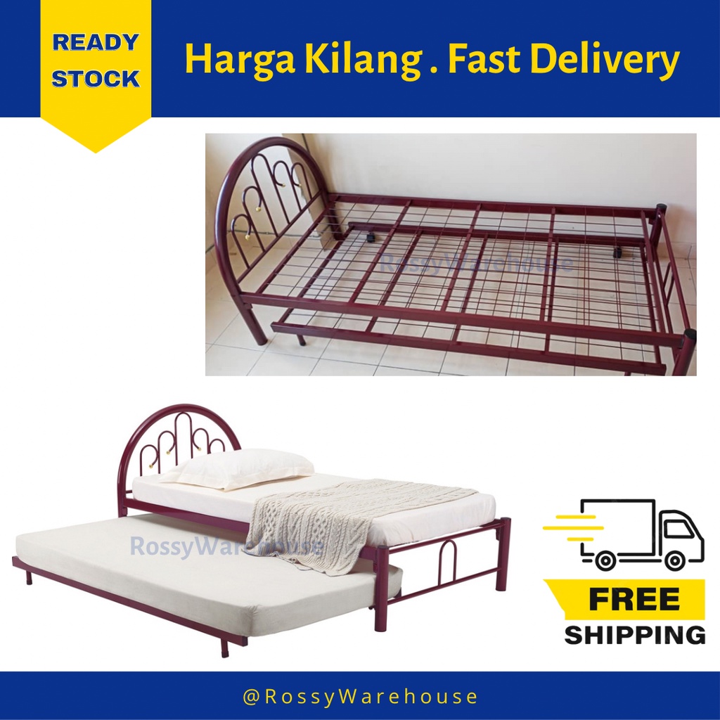 Metal Pull Out Bed Frame / Single Bed / Katil / Katil Bujang Besi Katil ...