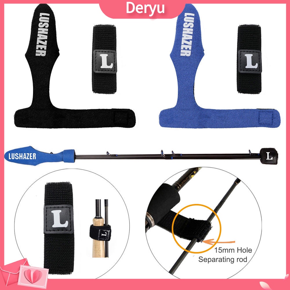deryu, LUSHAZER Fishing Rod Protector Set Elastic Pole Tip Cover + Wrap  Band Strap