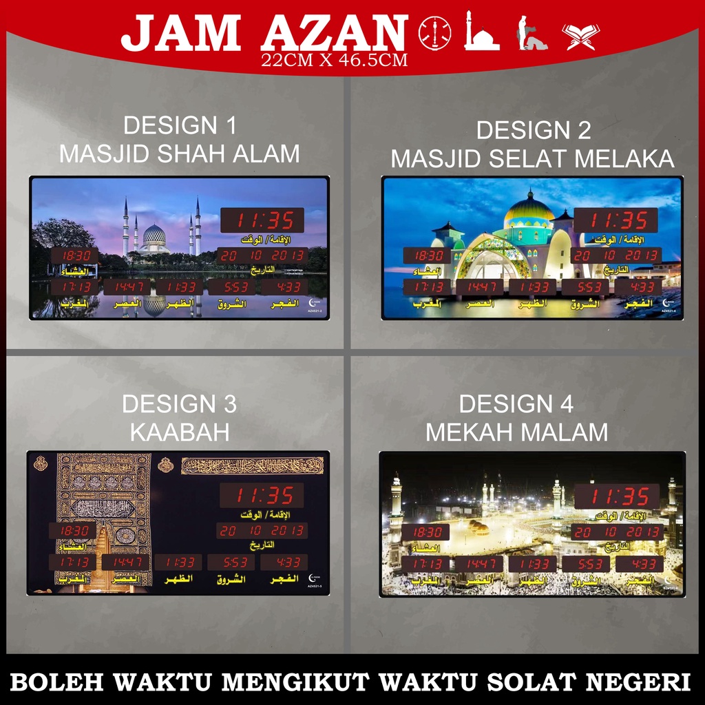 Jam Azan Digital Muslim Wall Table Digital Azan Clock Jam Dinding