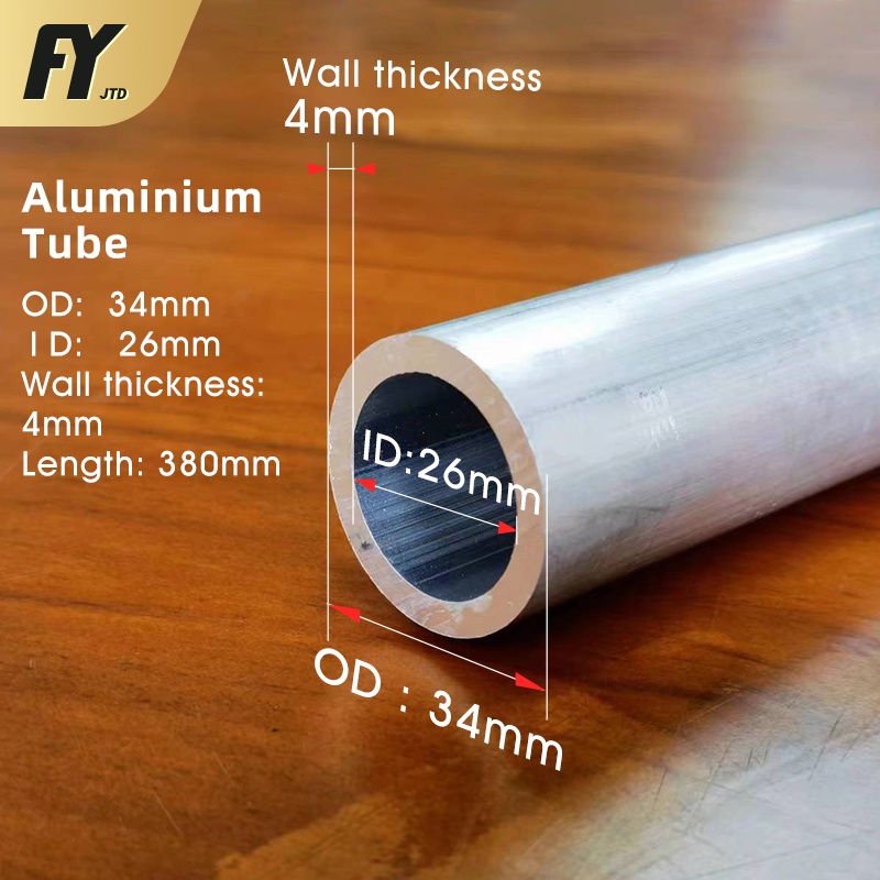 FUYI Aluminum tube OD 34mm ID 26mm aluminum alloy round tube 34mm outer ...