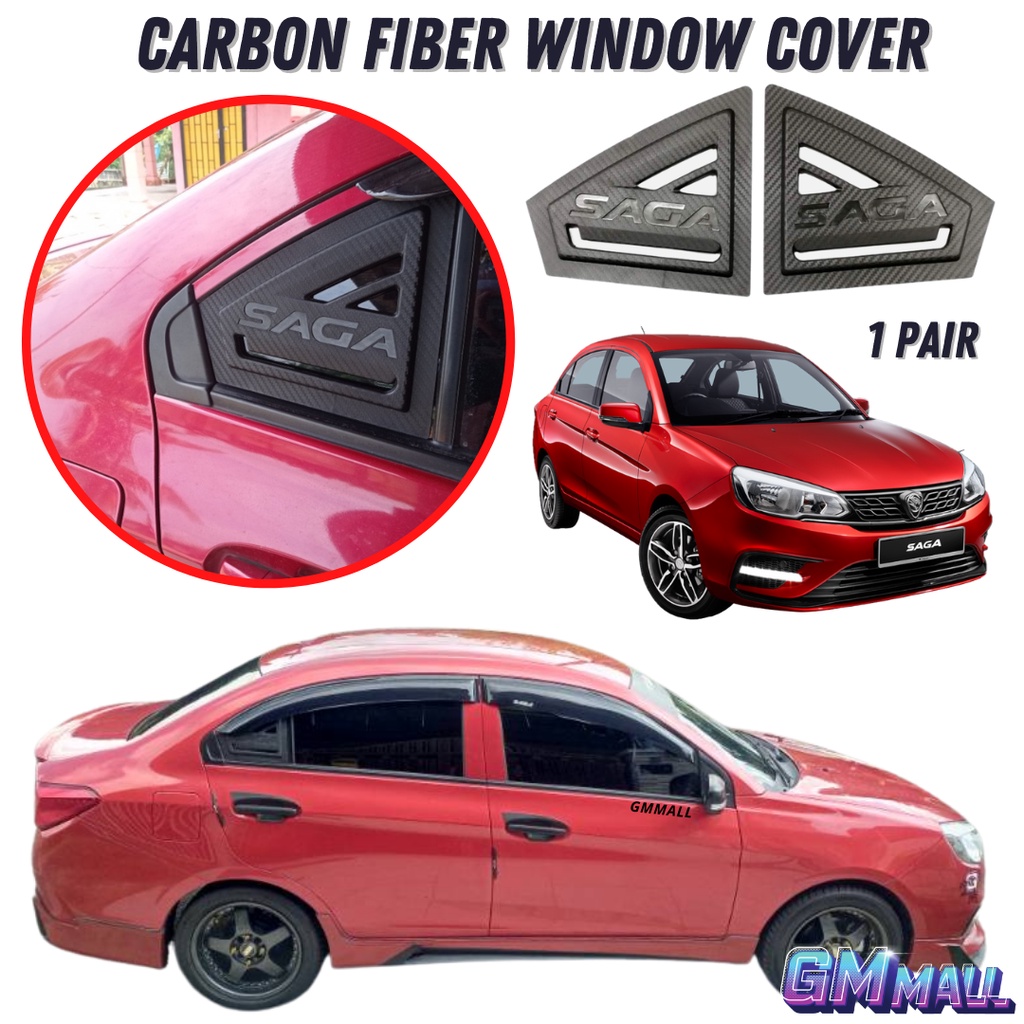 New Proton Saga Triangle Window Cover Carbon Penutup Cermin Tingkap