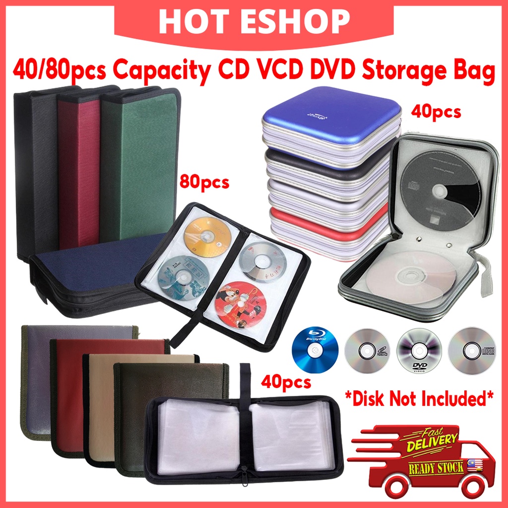 40/80pcs Capacity Double-sided CD VCD DVD Storage Bag Organizer Album ...