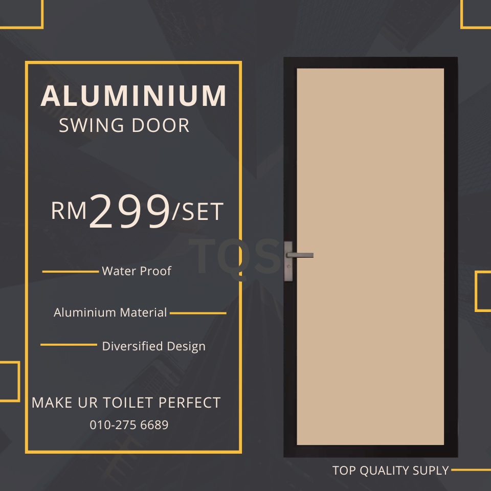 (Customise Size Available ) Vitally Toilet Swing Door (Aluminium