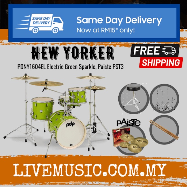PDP New Yorker 4-piece Shell Pack With Cymbals - Electric Green Sparkle ...