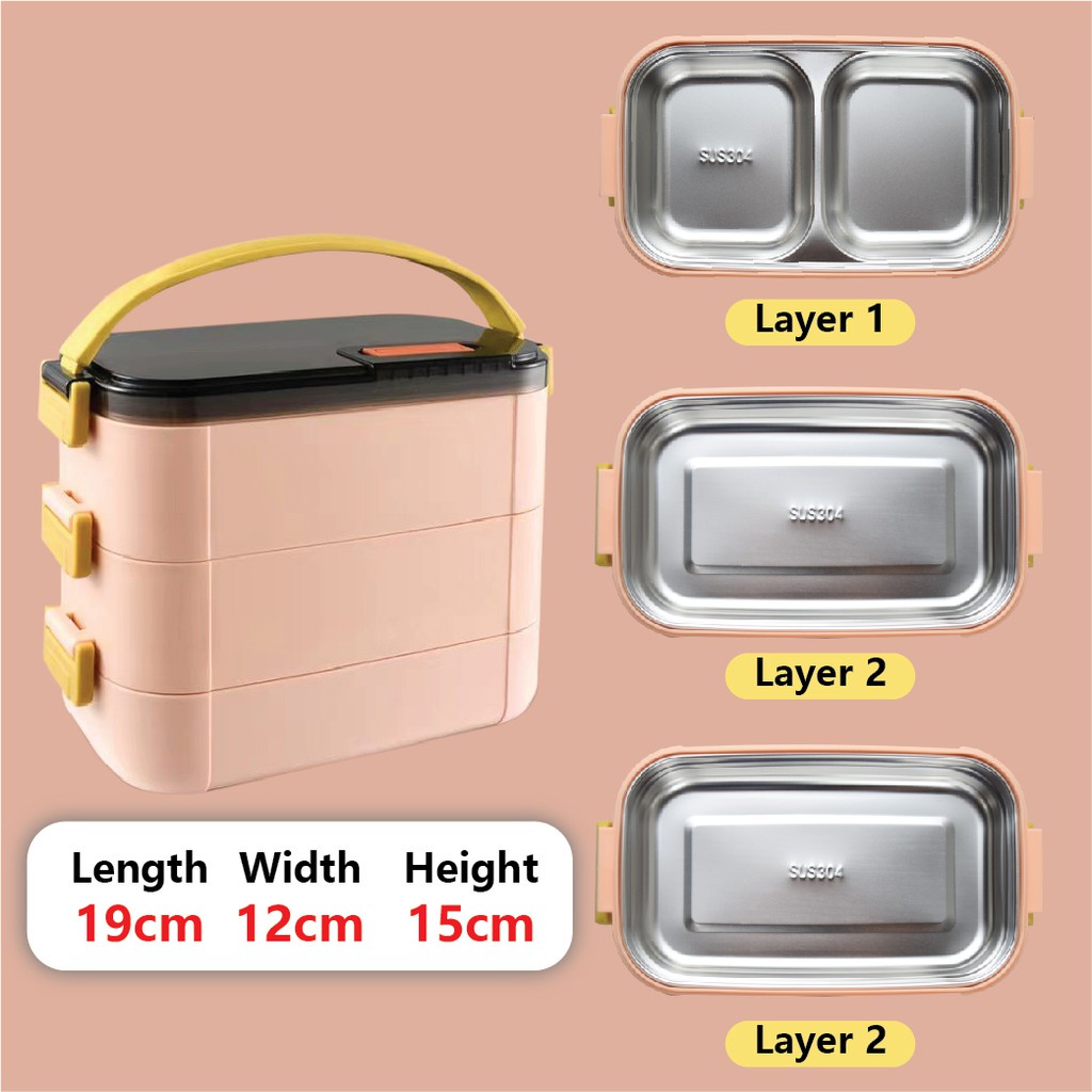Portable Lunch Box 304 Stainless Steel Bento Box Thermal Food Container