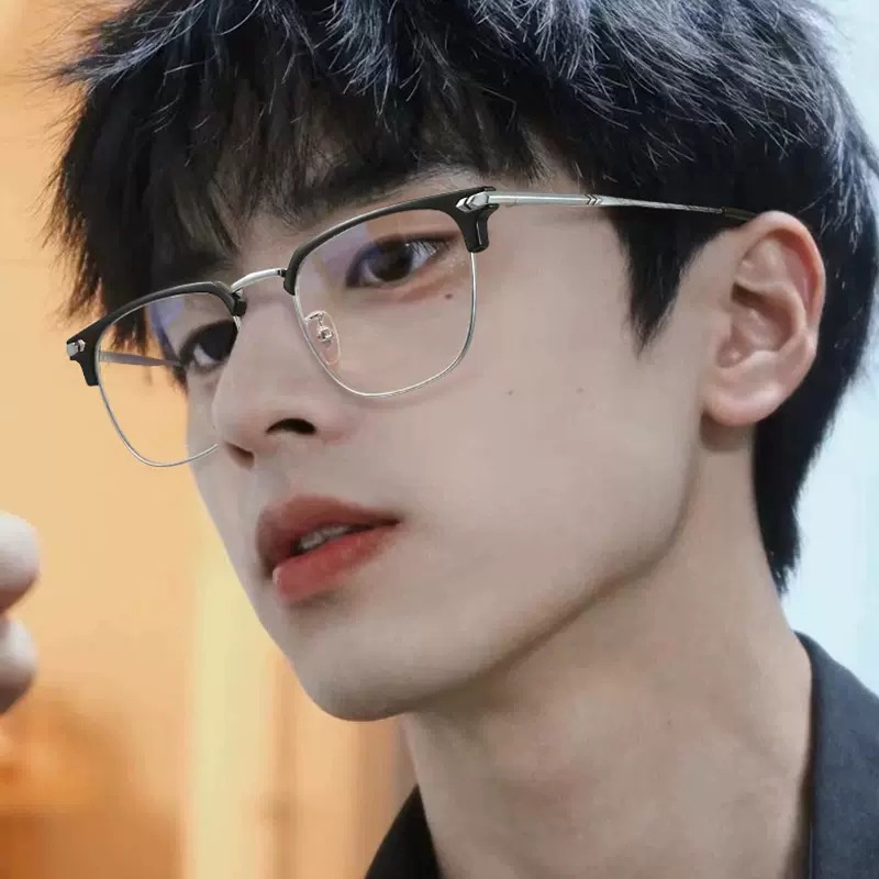 New Retro Half Frame Glasses For Men s Anti Blue Light Flat Glasses For 