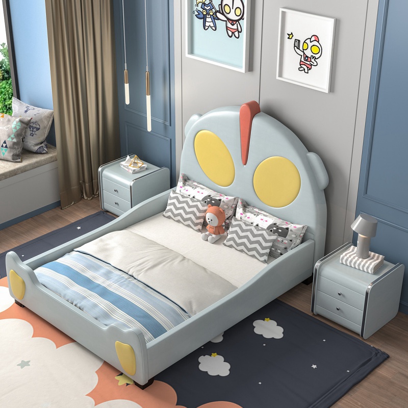 JJ Children's bed cartoon boy bed Ultraman solid wood single bed salted ...