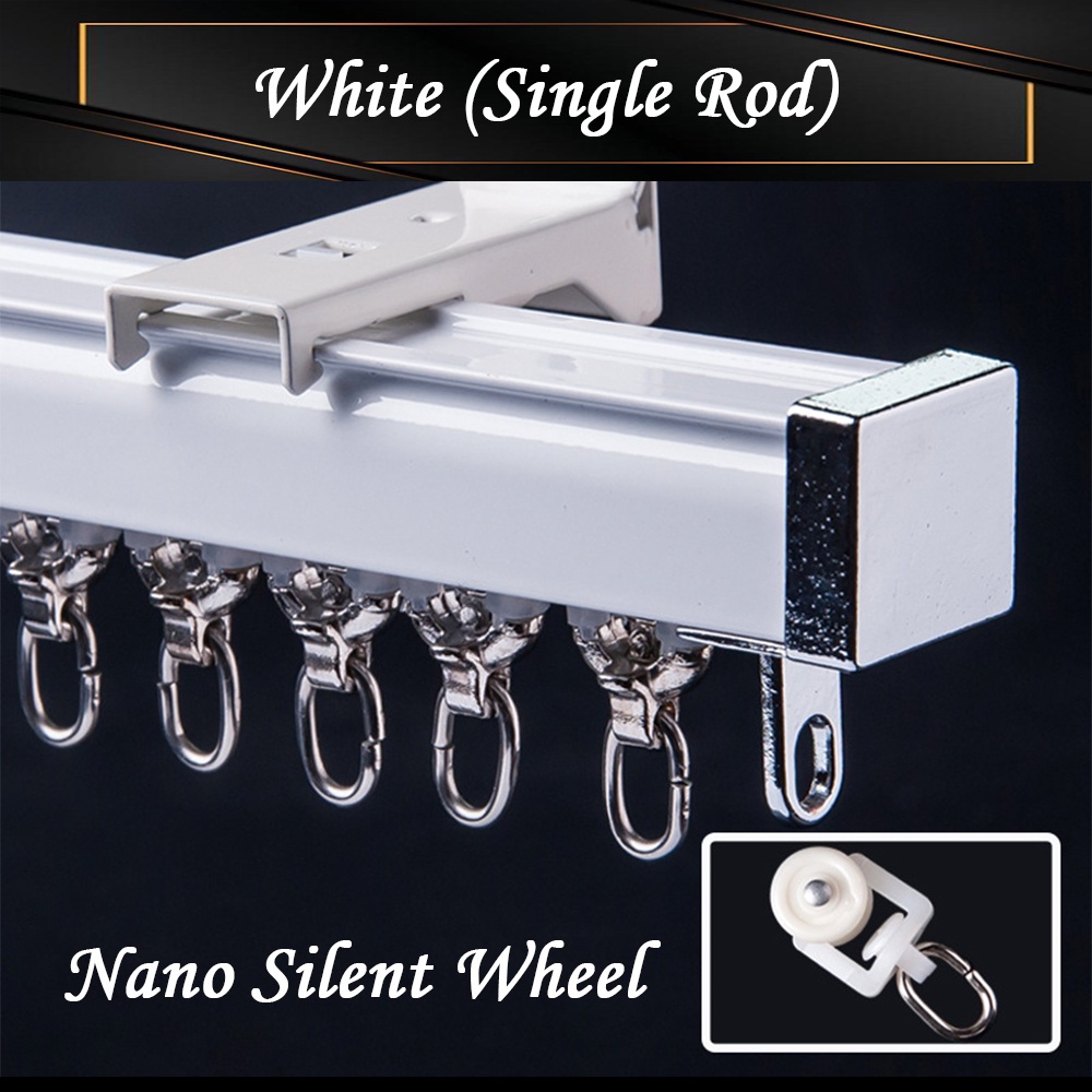 [FULL SET] Borong365 Aluminium Curtain Rail Rod Rel Langsir Curtain