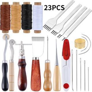 Generic Leathercraft Tools Kit Professional Hand Sewing Saddle Groover  Stitching Punch Carving Work Sets Tool For DIY Leather Accessory