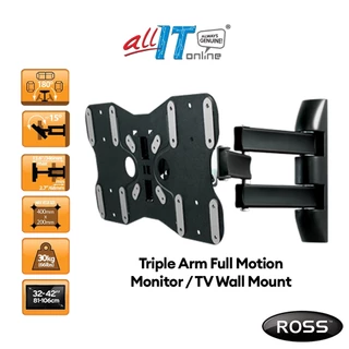 Ross Bracket Neo 32"/42"inch Triple Arm Full Motion Monitor TV Wall Mount With Spirit Level VESA 400x200 (LNTA240-RO)